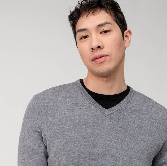 Olymp Pullover scollo a v grigio medio olymp regular fit Affare Del Giorno