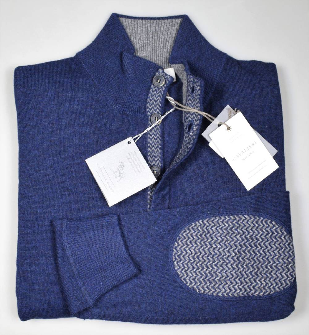Cavalieri Milano Cardigan giacca blu con bottoni lana cashmere Economico
