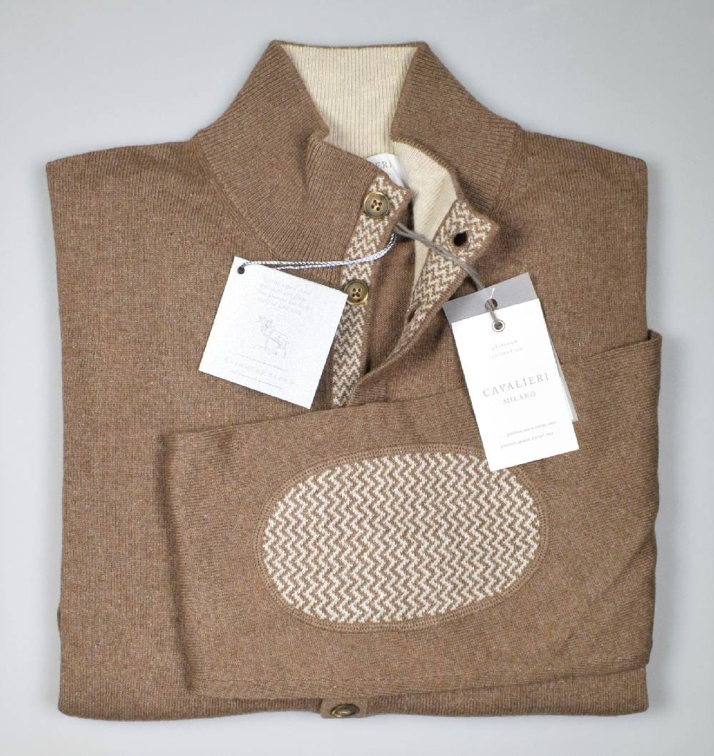 Cavalieri Milano Cardigan giacca noce con bottoni lana cashmere Online