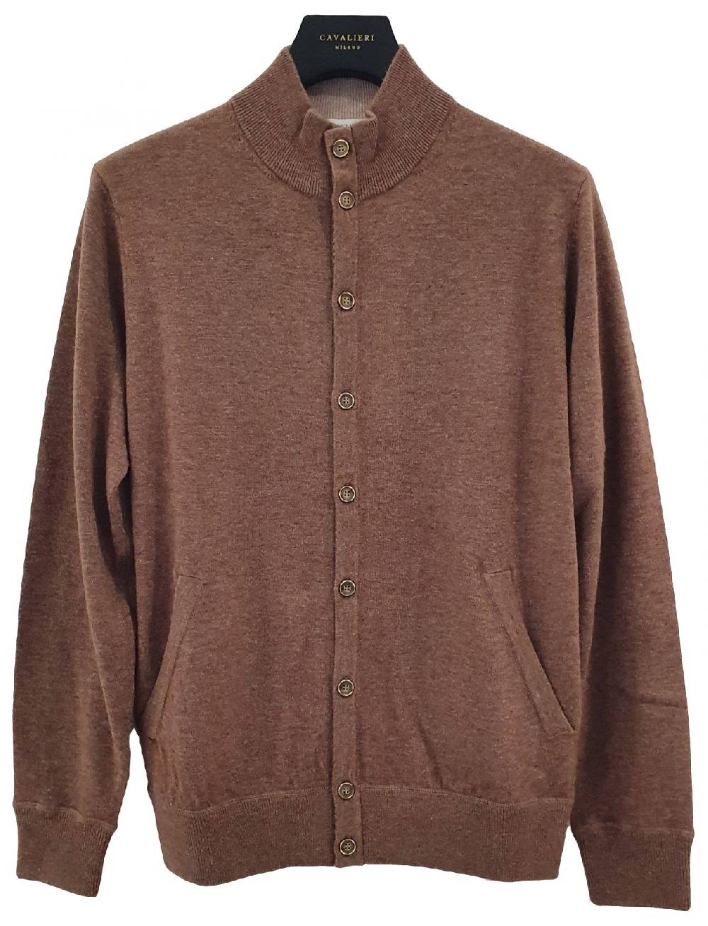 Cavalieri Milano Cardigan giacca noce con bottoni lana cashmere Online