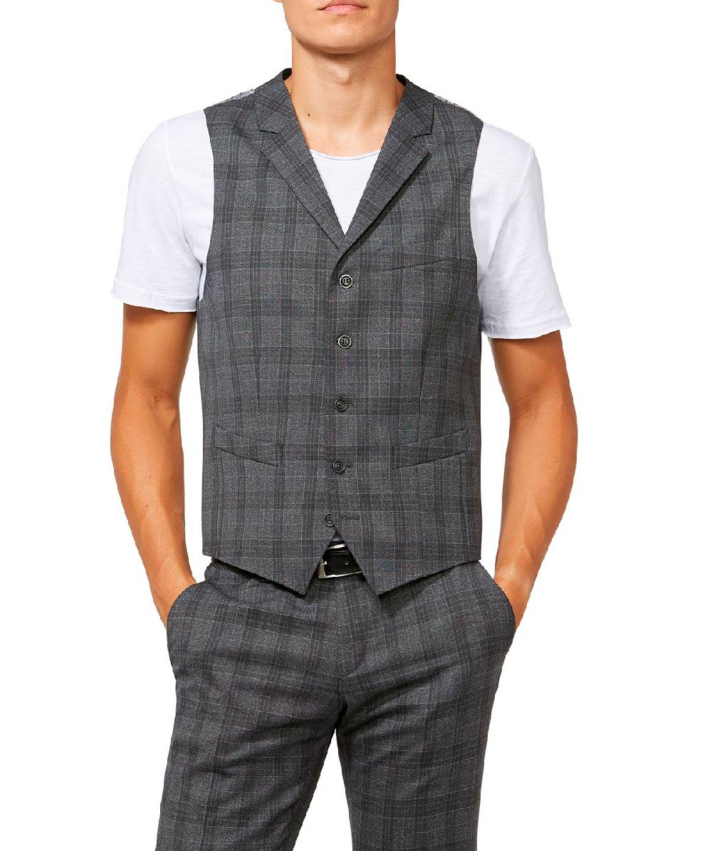 Digel Gilet panciotto moda digel grigio a quadri fantasia principe di galles Saldi Di Fabbrica
