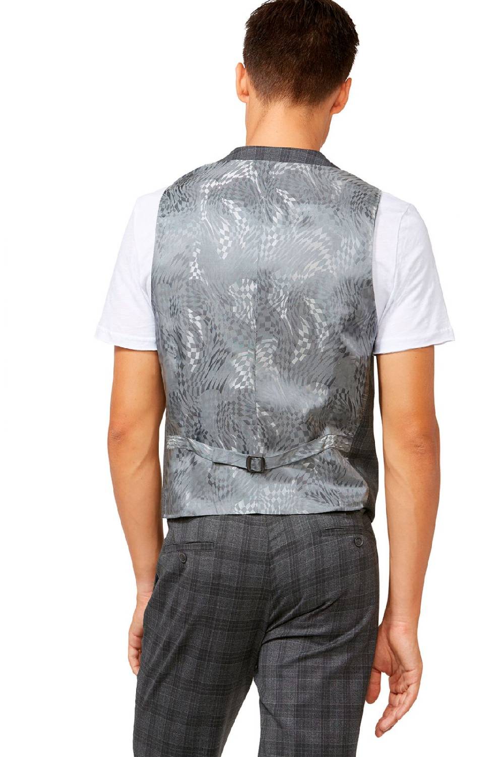 Digel Gilet panciotto moda digel grigio a quadri fantasia principe di galles Saldi Di Fabbrica