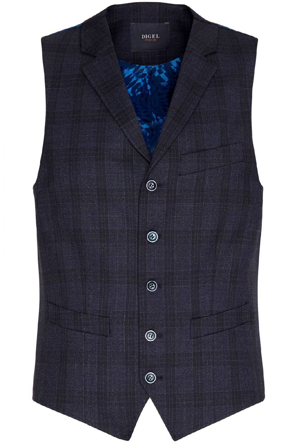 Digel Gilet panciotto moda digel blu a quadri fantasia principe di galles Rilascio limitato