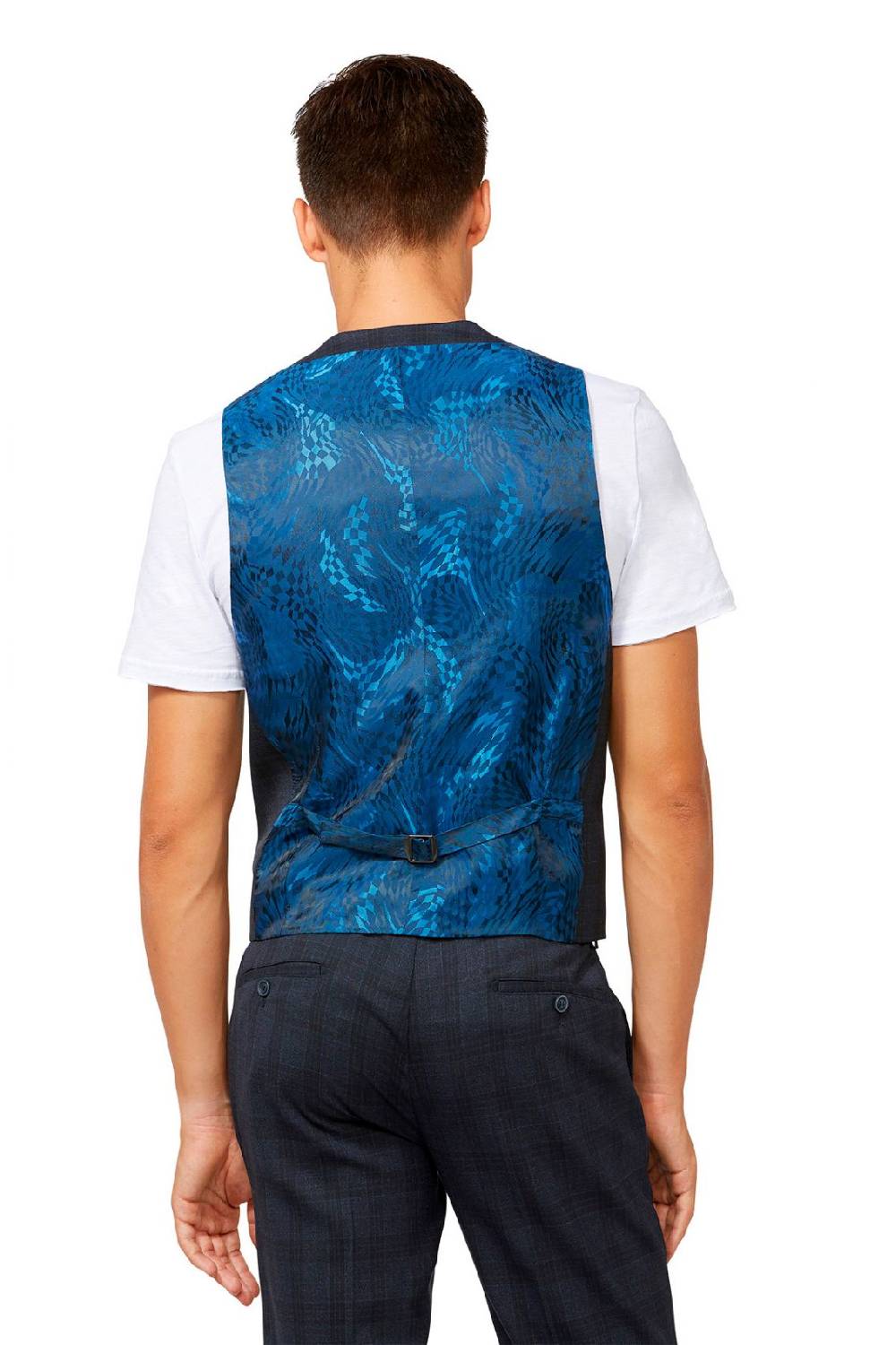 Digel Gilet panciotto moda digel blu a quadri fantasia principe di galles Rilascio limitato
