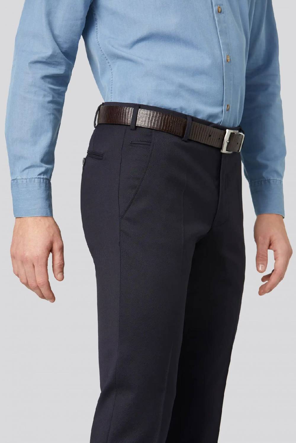 Meyer Pantalone meyer blu in twill teflon stretch Qualità