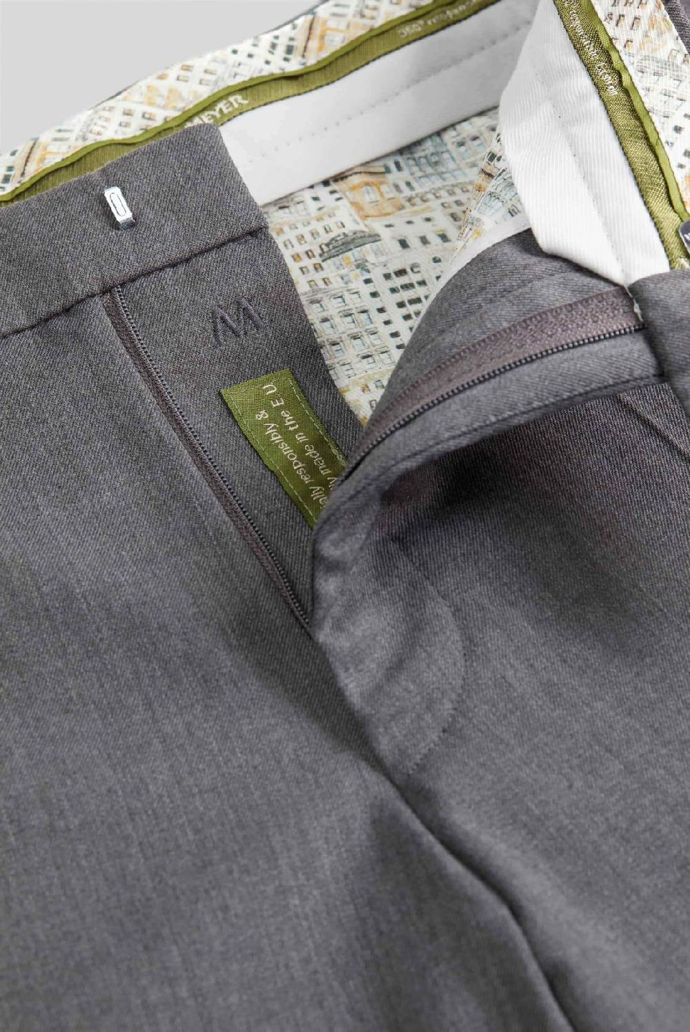 Meyer Pantalone meyer grigio medio in twill teflon stretch Promozione