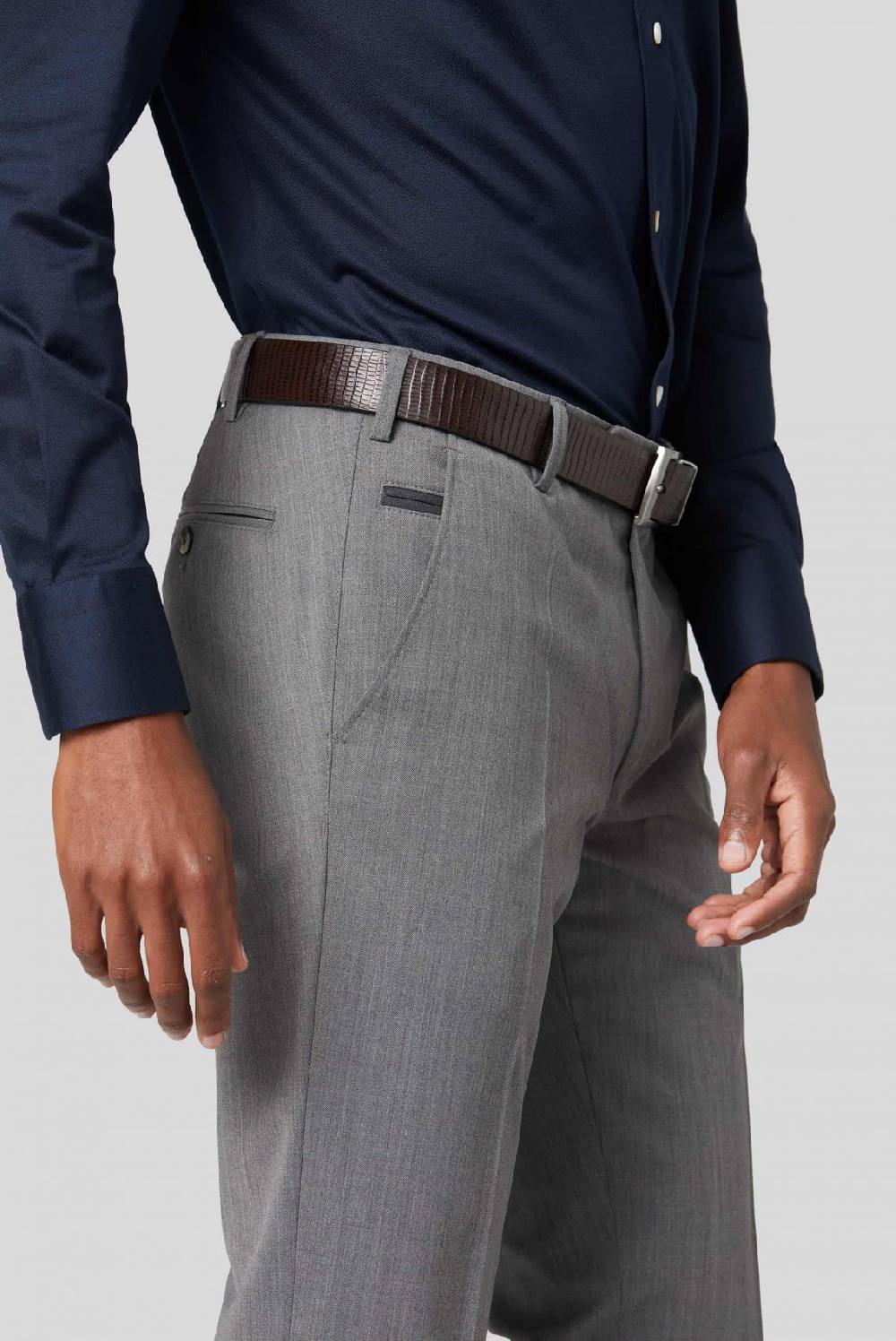 Meyer Pantalone grigio chiaro meyer travel twill modern fit Qualità Garantita