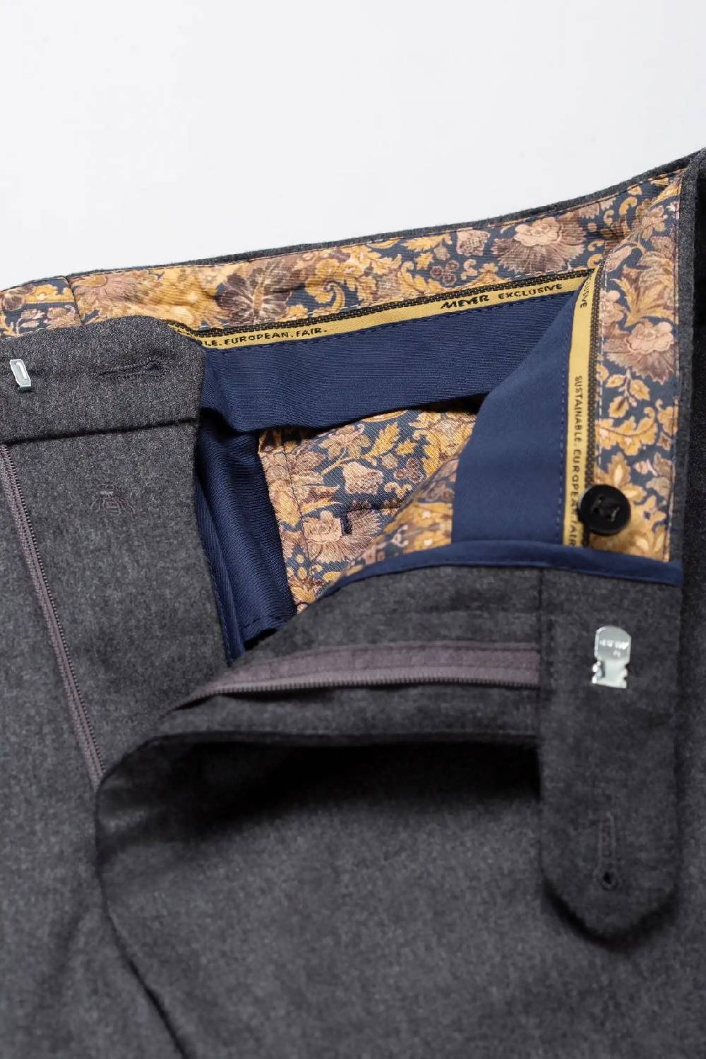 Meyer Pantalone grigio medio meyer in flanella naturalmente caldo antipiega Negozi Online