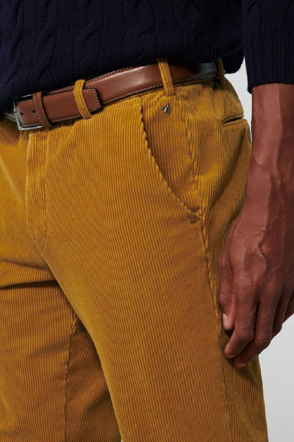 Meyer Pantalone color ambra meyer in velluto a coste luxury modern fit Consegna Veloce