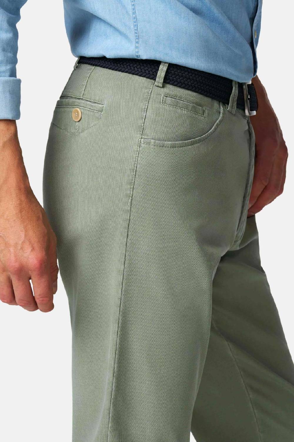 Meyer Pantalone modern fit verde salvia meyer cotone microstruttura stretch Fino Al -60%