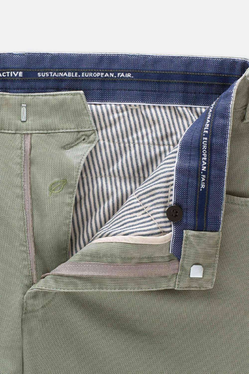 Meyer Pantalone modern fit verde salvia meyer cotone microstruttura stretch Fino Al -60%