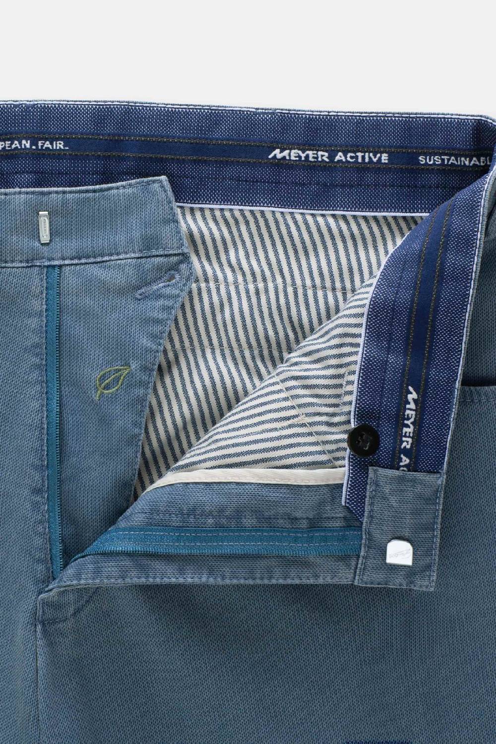 Meyer Pantalone modern fit azzurro meyer cotone microstruttura stretch Prezzo Ridotto