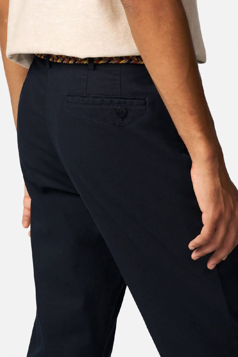 Meyer Pantalone modern fit blu meyer cotone microstruttura stretch Sottocosto