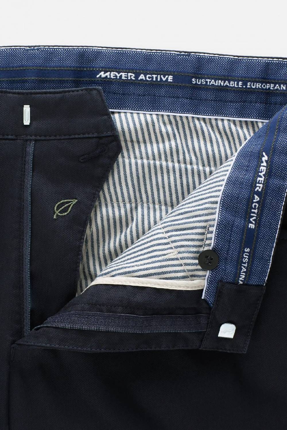 Meyer Pantalone modern fit blu meyer cotone microstruttura stretch Sottocosto