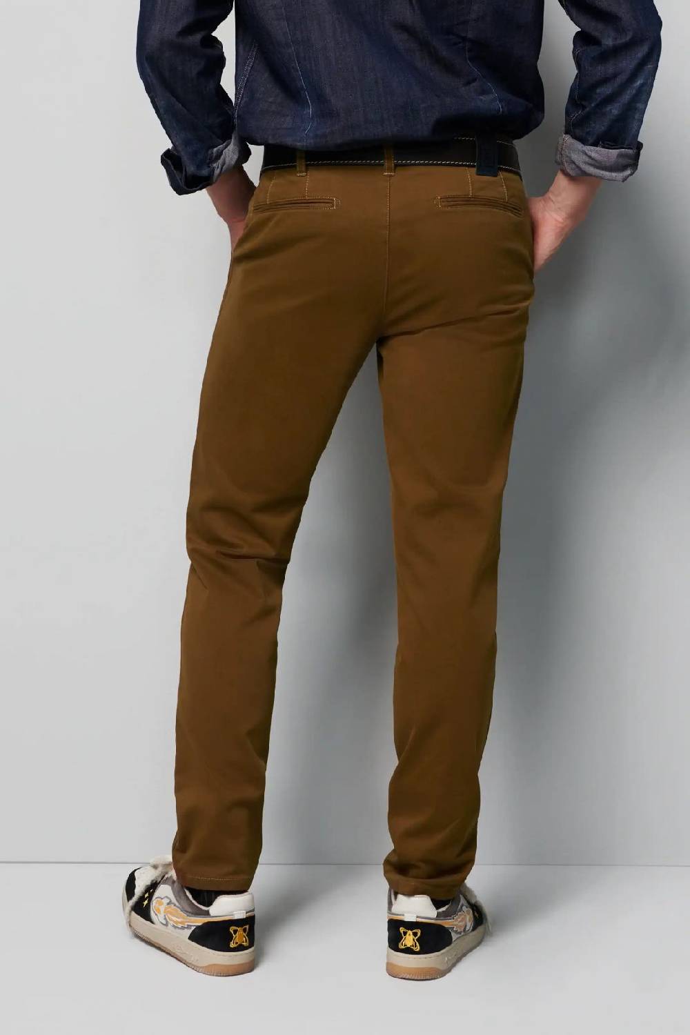 Meyer Pantalone regular fit caramello cotone bio stretch m5 by meyer Sconto