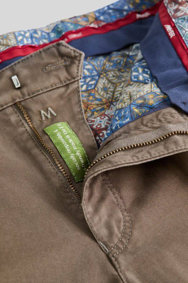 Meyer Pantalone color pietra meyer in cotone stretch drop quattro comfort fit Outlet