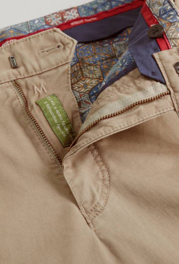 Meyer Pantalone beige meyer in cotone stretch drop quattro comfort fit Vendita Calda