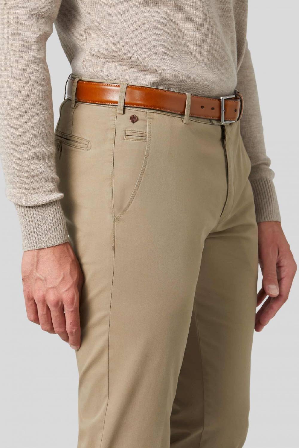 Meyer Pantalone color pietra meyer cotone bio stretch modern fit Saldi Di Fabbrica