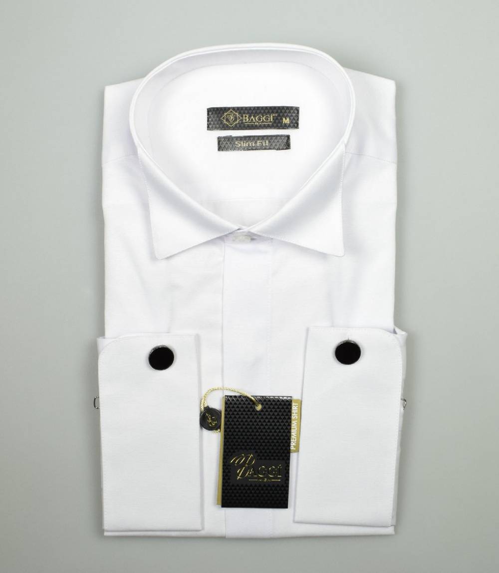 Baggi Camicia da cerimonia slim fit baggi collo diplomatico In Saldo