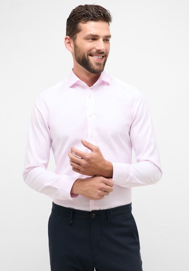Eterna Camicia rosa eterna slim fit collo francese cotone cover Italy