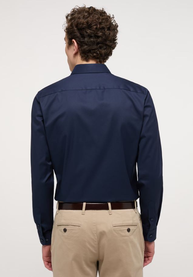 Eterna Camicia blu scuro eterna slim fit collo francese cotone cover 2025