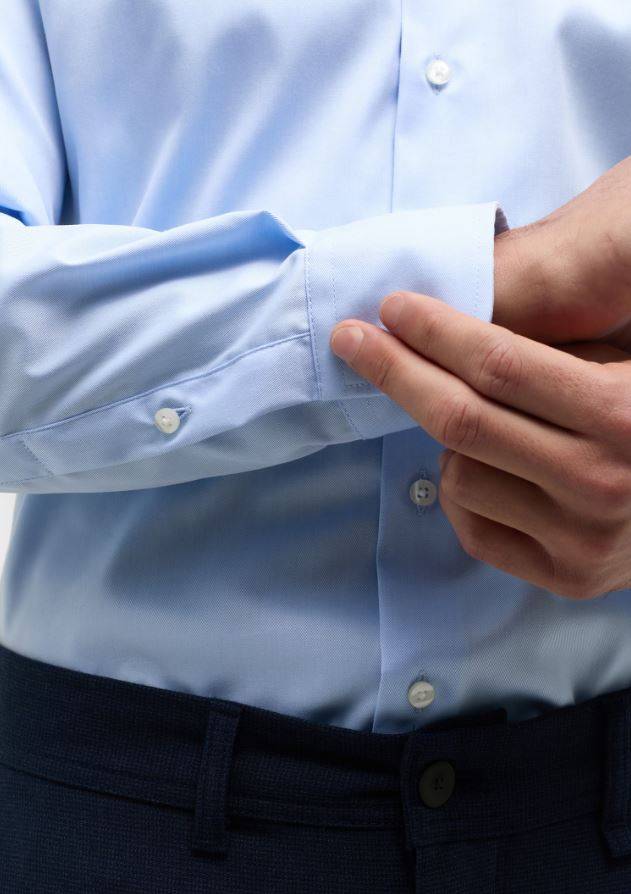 Eterna Camicia celeste eterna slim fit collo francese cotone cover In Linea