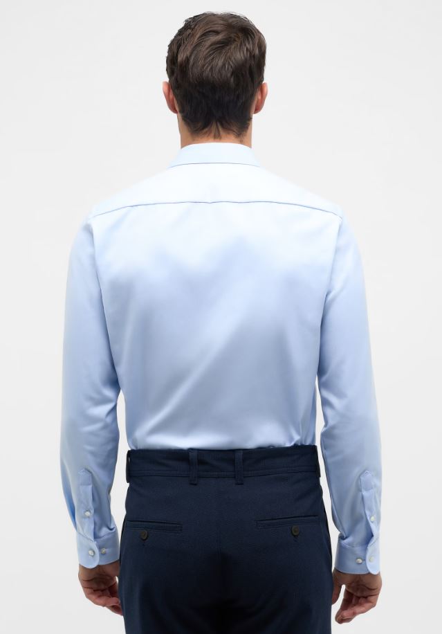 Eterna Camicia celeste eterna slim fit collo francese cotone cover In Linea