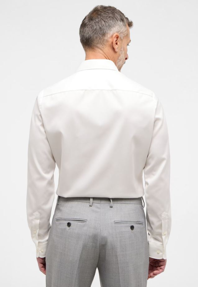 Eterna Camicia beige eterna slim fit collo francese cotone cover Nuovo