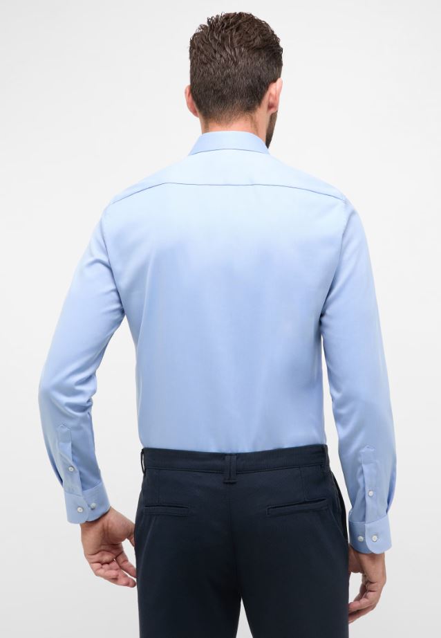 Eterna Camicia azzurra eterna slim fit collo francese cotone cover Qualità