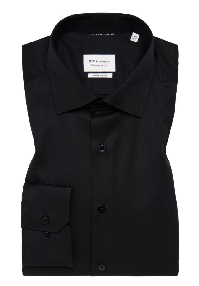 Eterna Camicia nera eterna modern fit collo classico italiano Spedizione Gratuita