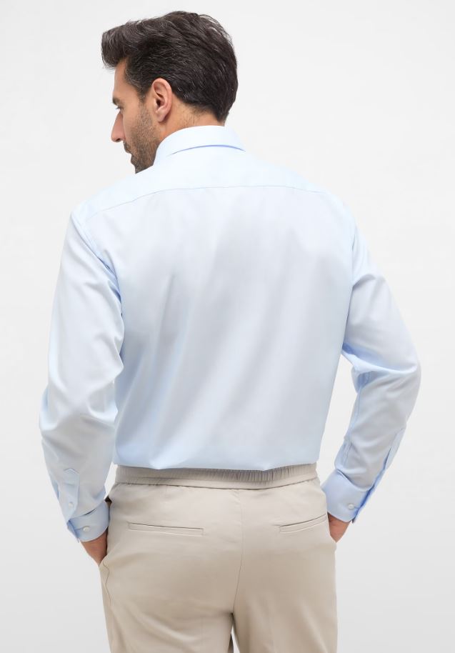Eterna Camicia celeste eterna comfort fit in popeline no stiro Vendite Flash