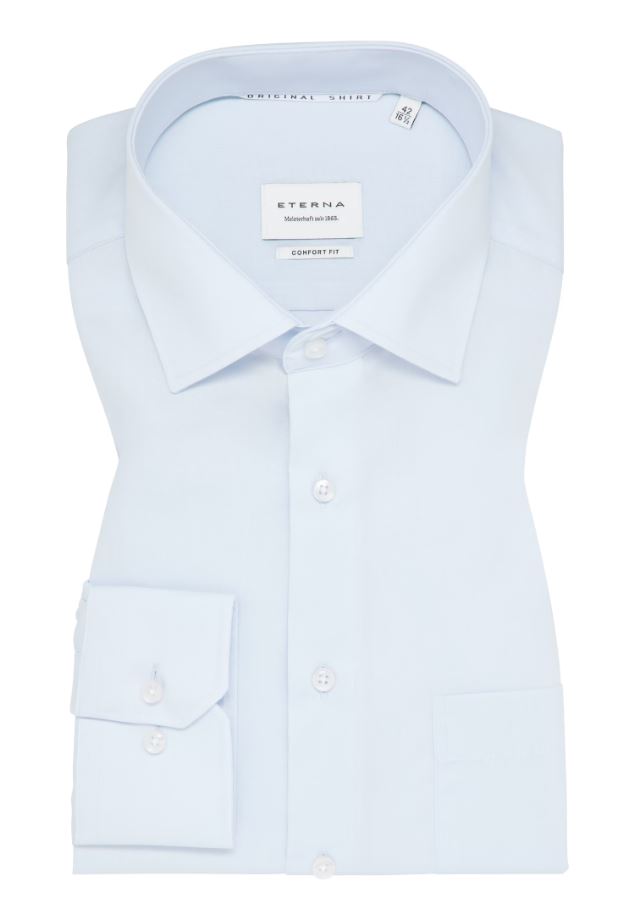 Eterna Camicia celeste eterna comfort fit in popeline no stiro Vendite Flash