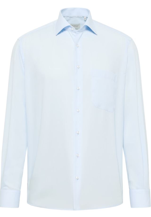 Eterna Camicia celeste eterna comfort fit in popeline no stiro Vendite Flash