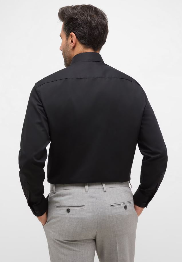 Eterna Camicia nera eterna comfort fit in popeline no stiro Fino Al -60%