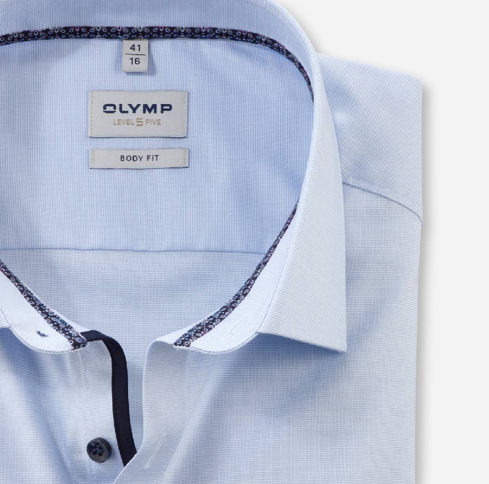Olymp Camicia olymp level five celeste slim fit cotone stretch Sottocosto