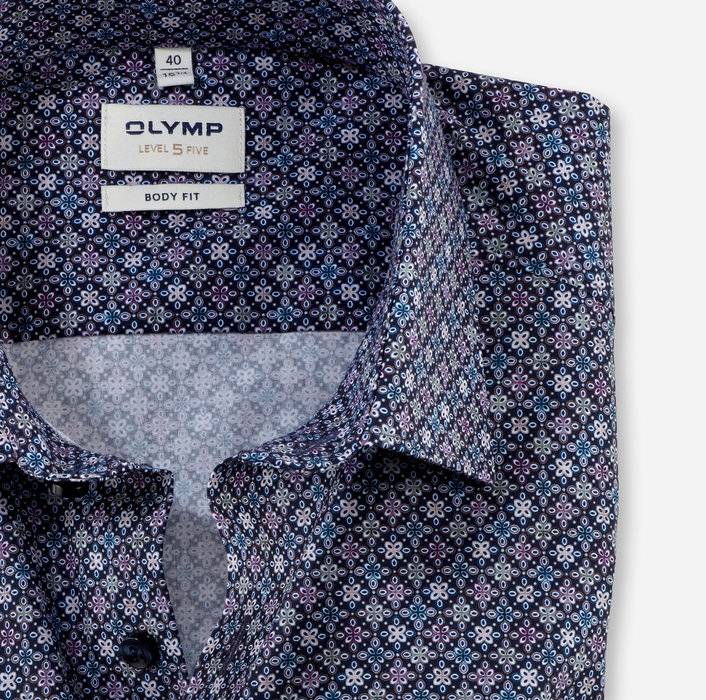 Olymp Camicia olymp slim fit blu cotone stretch stampato Novità