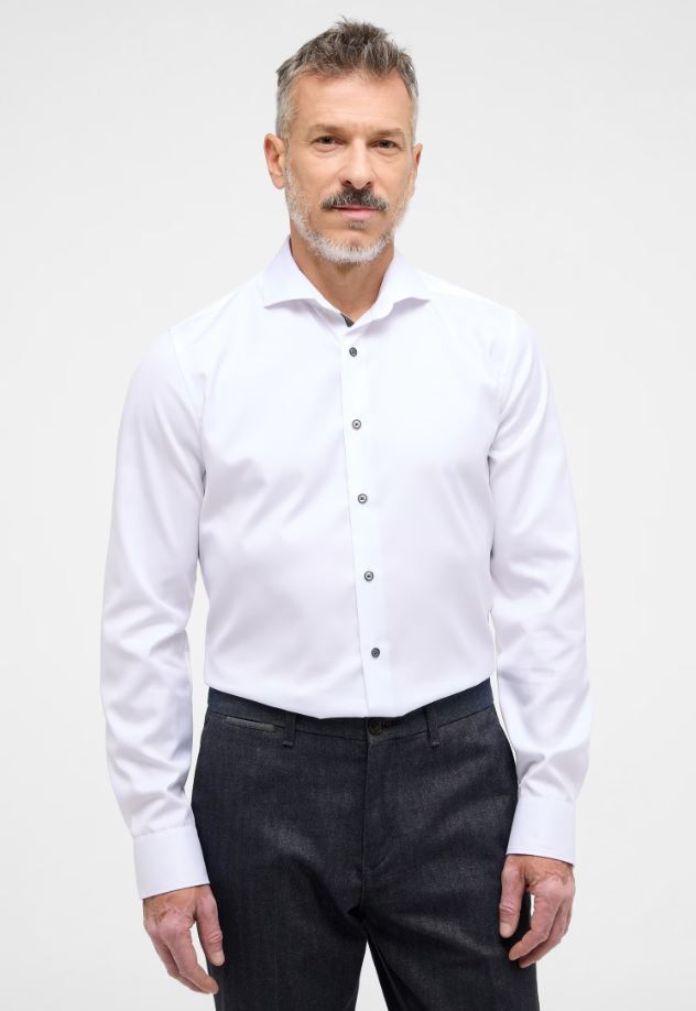 Eterna Camicia eterna slim fit bianca in cotone cover Presa