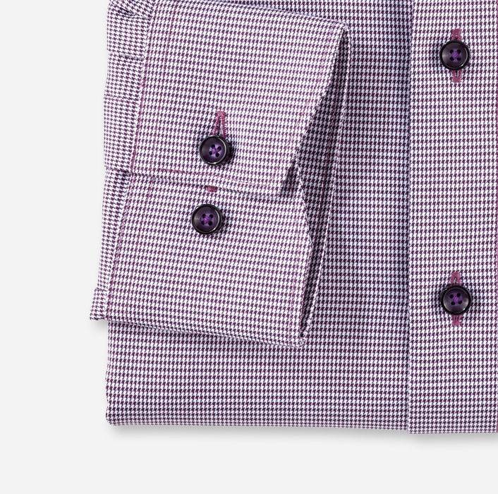 Olymp Camicia olymp a quadrettini prugna modern fit con taschino Sconto
