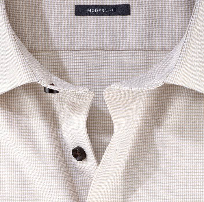 Olymp Camicia olymp a quadrettini beige modern fit con taschino Offerta