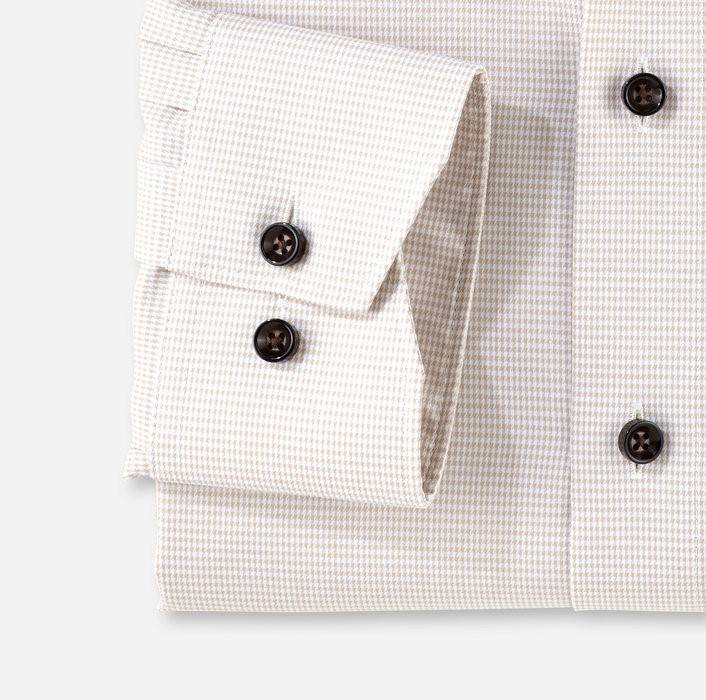 Olymp Camicia olymp a quadrettini beige modern fit con taschino Offerta