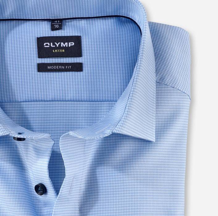 Olymp Camicia olymp a quadrettini celeste modern fit con taschino Economico