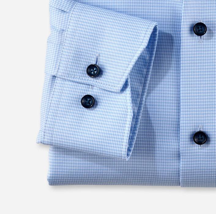 Olymp Camicia olymp a quadrettini celeste modern fit con taschino Economico