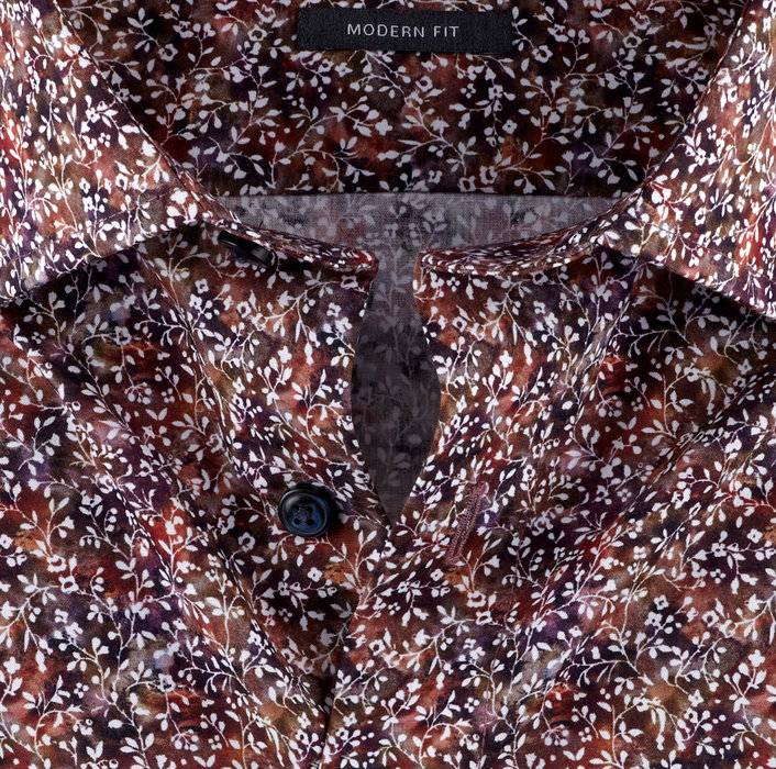 Olymp Camicia olymp fantasia floreale prugna modern fit Online
