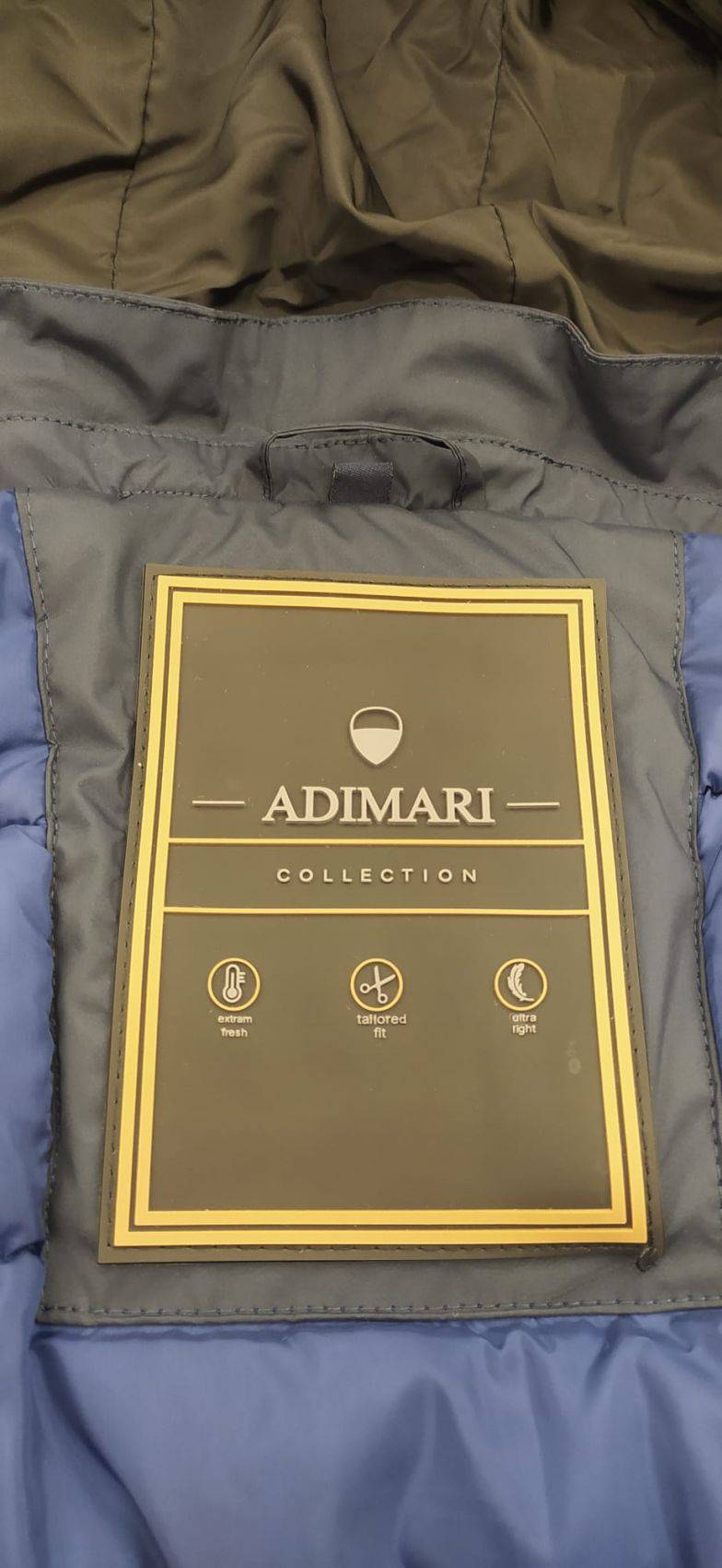 Adimari Parka in eco piuma blu adimari con cappuccio Qualità