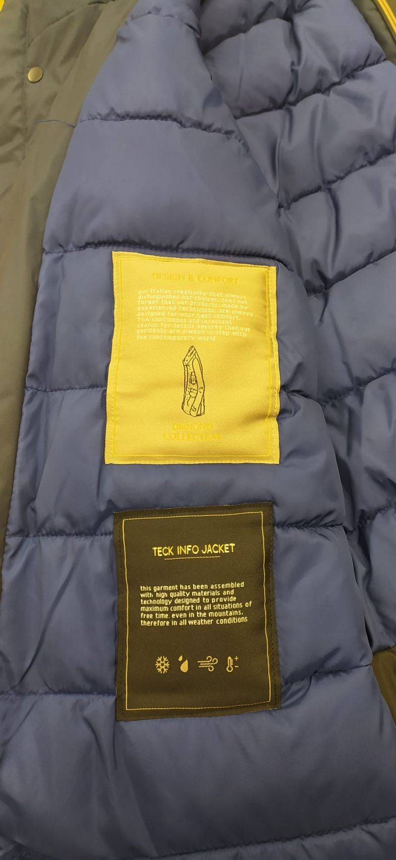 Adimari Parka in eco piuma blu adimari con cappuccio Qualità