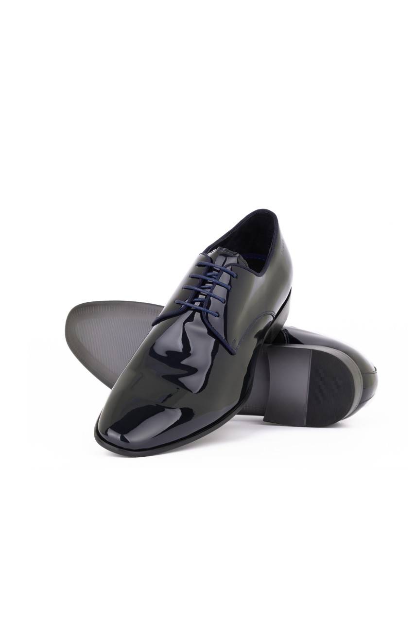 Digel Scarpa elegante da cerimonia blu digel in vera pelle verniciata Consegna Veloce