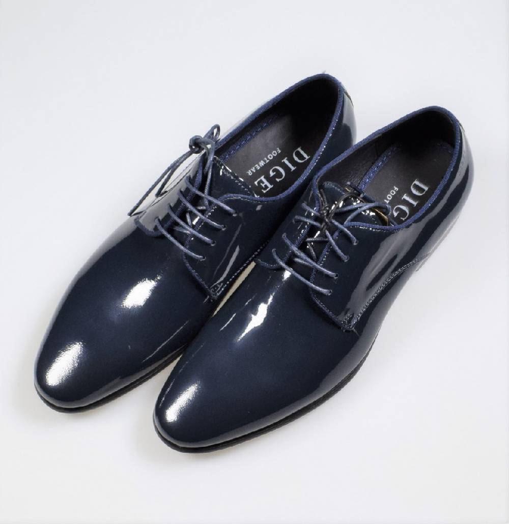 Digel Scarpa elegante da cerimonia blu digel in vera pelle verniciata Consegna Veloce