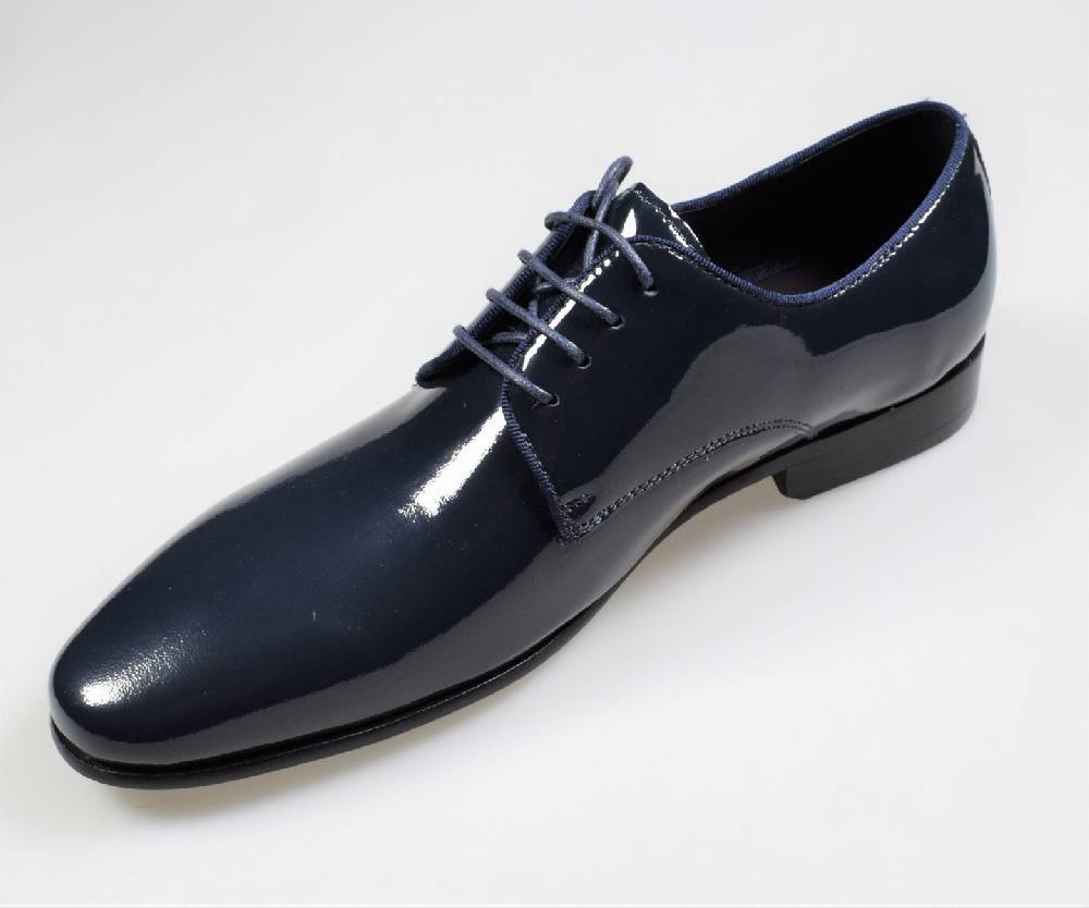 Digel Scarpa elegante da cerimonia blu digel in vera pelle verniciata Consegna Veloce