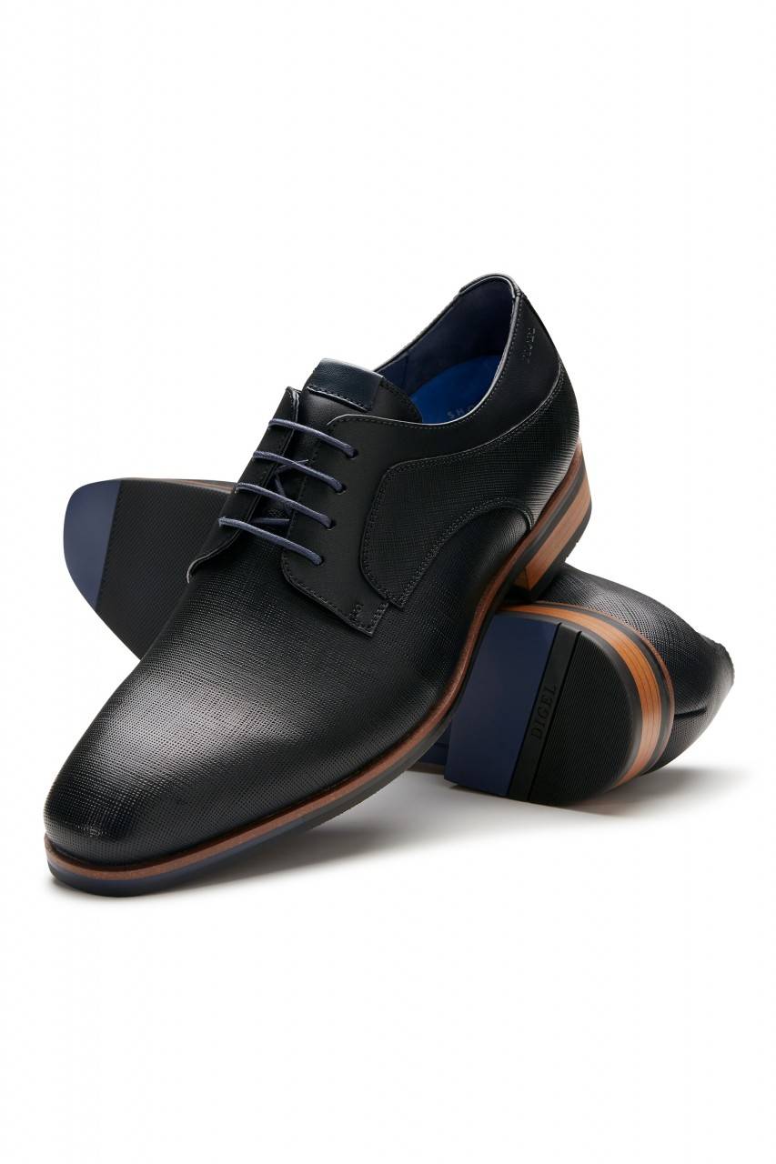 Digel Scarpa elegante derby stringata nera digel in pelle lavorata Sconto