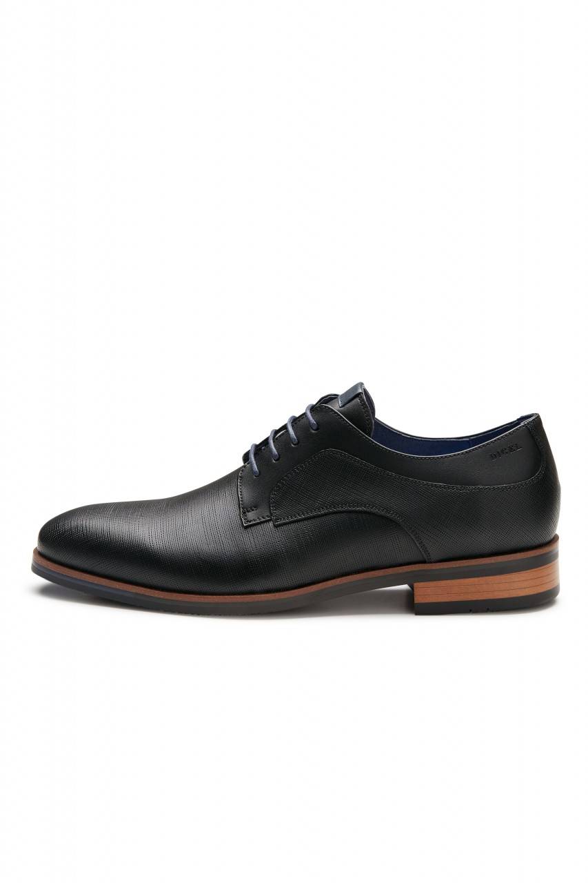 Digel Scarpa elegante derby stringata nera digel in pelle lavorata Sconto